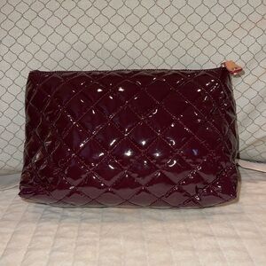 MZ Wallace Shiny Burgundy Quilted Cosmetic Case